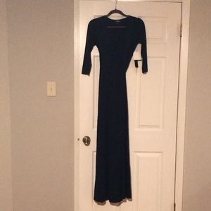 Lulus Garden District Wrap Maxi Dress XS - Navy